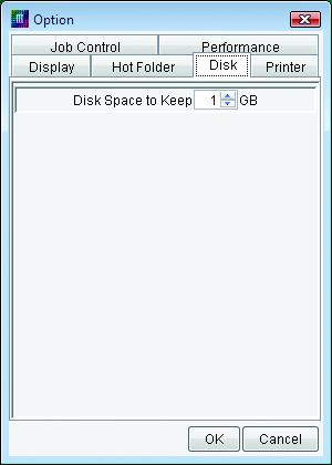 [Disk] Menu 1 1.Disk Space to Keep Set the minimum free space of the hard disk on which the work folder has been set.