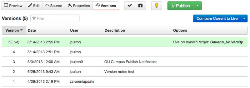 within the versioning system. To view the notes, check out a page from Content > Pages.