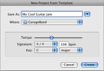 USING GARAGE BAND Creating a new project 1. Open GarageBand by clicking on the guitar icon on the dock. 2.
