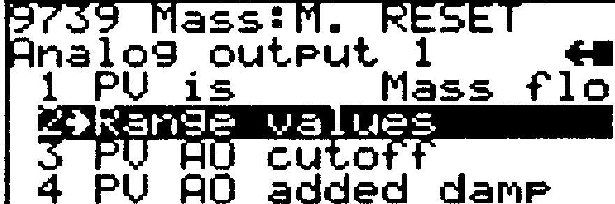 Choose 1(analog output) to set range values for the 4-20 ma output from an RFT9712