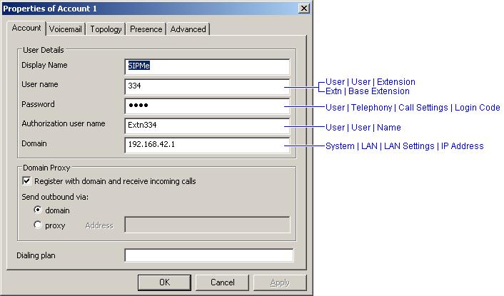 2.1 CounterPath eyebeam/x-lite SIP Device Configuration: CounterPath produce a range of VoIP products. X-Lite is a simple SIP client application that can be used as a PC softphone test SIP operation.