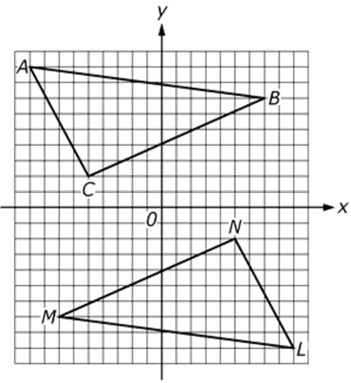 MAFS.912.G-CO.2.8 Triangle and triangle are shown in the coordinate plane below. Part A: Explain why triangle is congruent to triangle using one or more reflections, rotations, and translations.