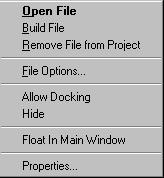 Environment Figure 2-15. File Icon Right-Click Menu File icon commands apply to the selected file in the Project window, not to a source file in an editor window.