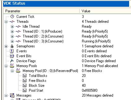 Environment VDK Status Window The VDK Status window (Figure 2-74) is available when an executable file is built with VDK support