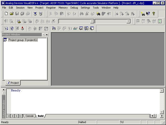 Parts of the User Interface Parts of the User Interface When you open VisualDSP++, the application s main window appears. Figure 2-1 