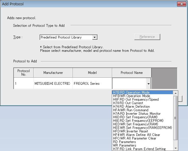 In the "Add Protocol" screen, select "Predefined Protocol Library" or "Add New".