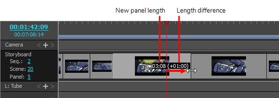 Chapter 8: How to Create an Animatic 2. Click and drag the edge of the panel to the right to extend it, or to the left to shorten it.