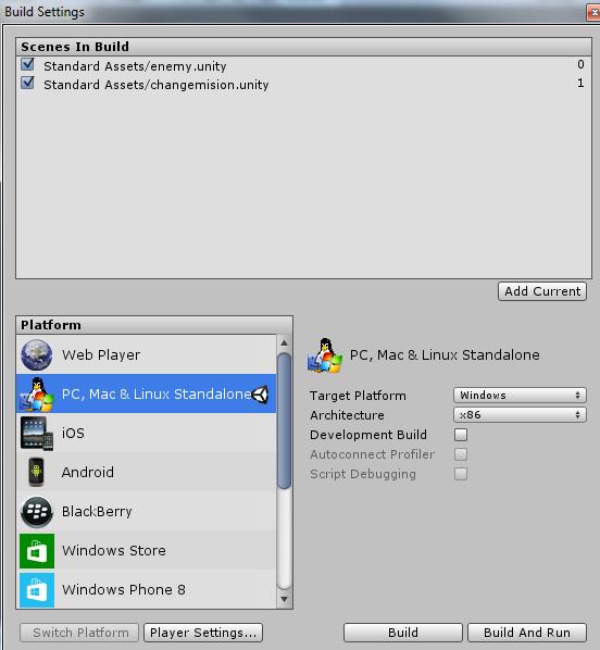 Unity Essentials Some of the assets were used in the research, which help to prepare the target IVR model. 5.6 Build Settings Unity 3D allows to generate a game PC version.