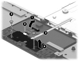 TouchPad button board Description Spare part number TouchPad button board (includes cables) 757609-001 Before removing the TouchPad button board, follow these steps: 1. Shut down the computer.