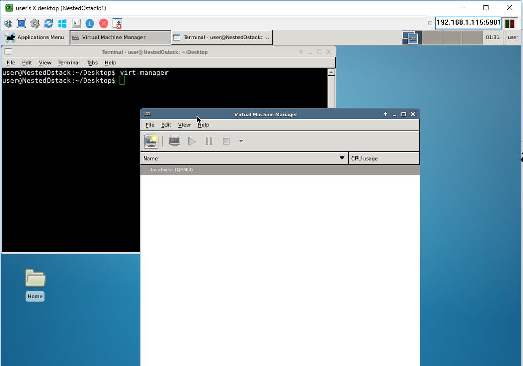 Create VM - vrouter /1 With our VNC open, open a