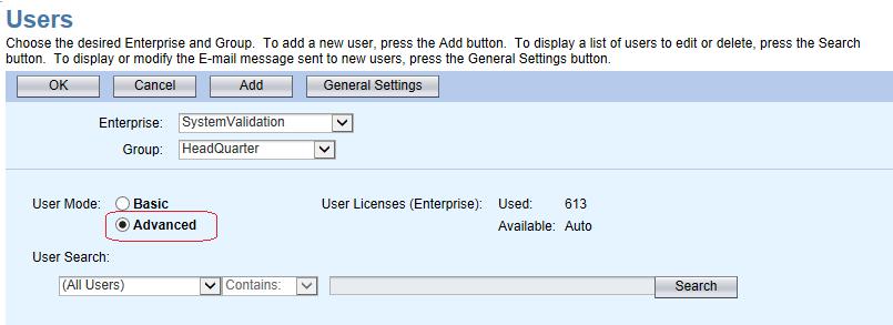 Advanced is selected for user mode as shown below. The example that follows will make use of the User Profile that was previously created.