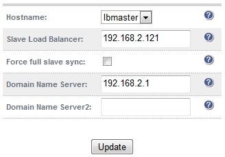 Using the hostname drop-down, ensure that the hostname is set to 'lbmaster' Specify the Slave Load balancer's IP address, e.g. 192.