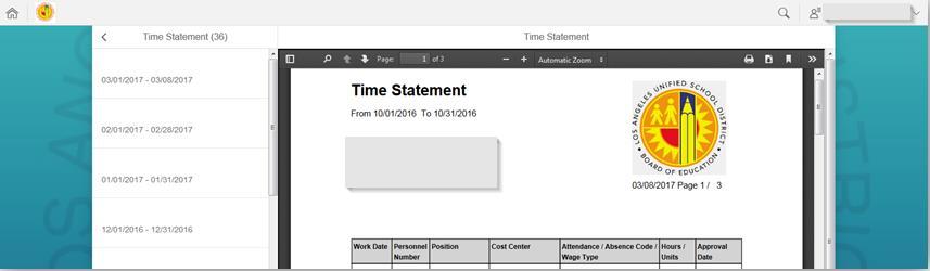 Accessing Time Statement: To access the Employee s Time Statement, from the Launchpad click on the Time Statement tile.