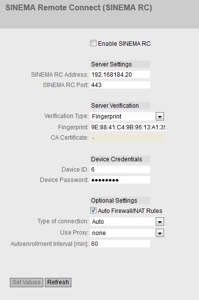 3.3 VPN tunnel between SCALANCE M87x and SINEMA RC Server Web browser for access to SINEMA RC: Click