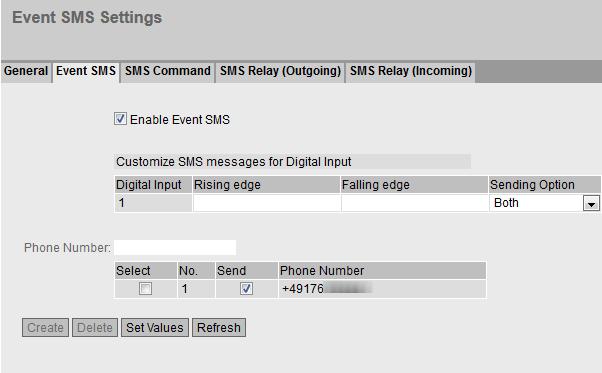 Reporting and switching by SMS 5.2 Generating and sending an event SMS message 5.2.3 Configuring the sending of SMS messages Configuring the sending of SMS messages 1.