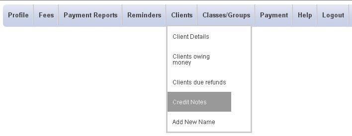 A list of all credit notes issued to clients is recorded in a report called Credit Notes in the