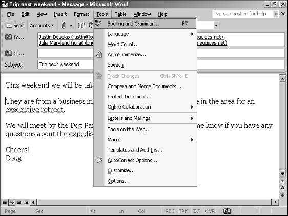 USING THE SPELL-CHECKER AND AUTOCORRECT Outlook has a spell-checker feature that you can use right before you send a message to avoid embarrassing mistakes.