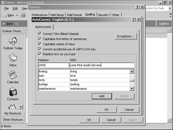 Click AutoCorrect Options to open the AutoCorrect dialog box.