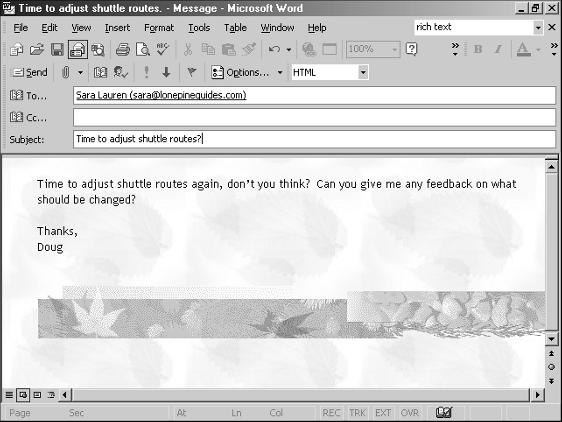 Customizing the E-mail You Send 7 Click OK to close the Options dialog box.
