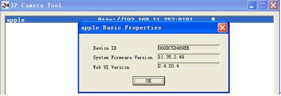 Properties, you can also see the Firmware Version and MAC Address,