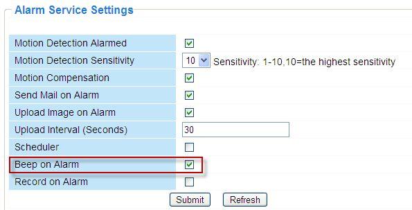 Select this option Set an interval for images to upload Figure 3.35 3) You can hear the beep sound when the alarm has been detected. Select this option Figure 3.