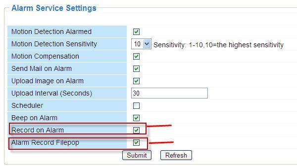 Select the checkbox Figure 3.37 When you enable motion alarm, the camera will record automatically and store the recording file to the folder you configured.