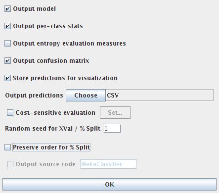 Figure 5: View of the More Options interface of the tab Classify. 3. This part contains the button Start, Stop and the Class selection.