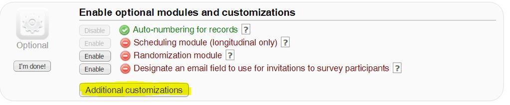 Additional customizations You can make additional customizations to your project by clicking on the Additional customizations button.