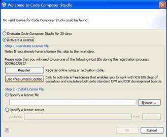 License Screen 6.0 CCS Configuration Instructions 1. Launch CCS v4 from the shortcut on the desktop. (This was created when CCS v4 was installed). 2. The CCS v4 window will appear.