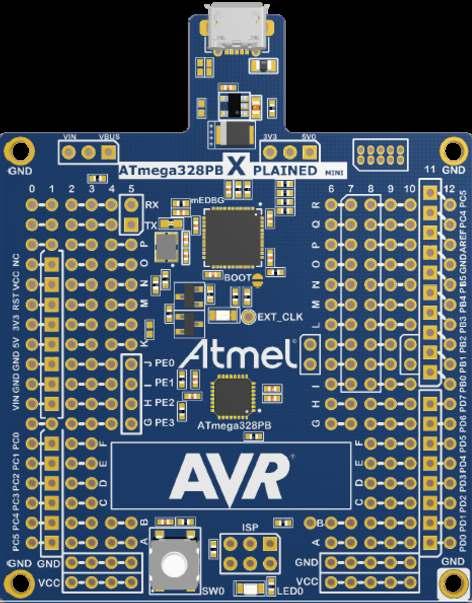 AVR 8-bit Microcontrollers ATmega328PB Xplained Mini USER GUIDE Introduction This user guide describes how to get started with the Atmel ATmega328PB Xplained Mini board.