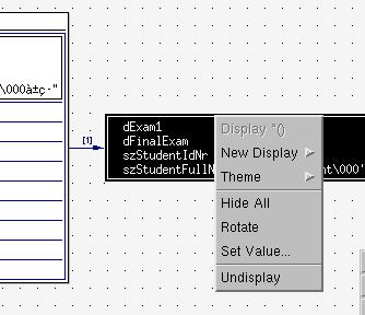 How can I remove something from the Display Area? Right click on it and select Undisplay. Figure 11: Removing a Display How can I tell ddd to interrupt execution when a variable's value changes?