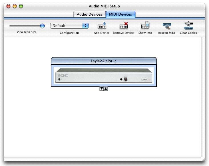Software installation Mac OS X, all products If you have a Layla24 or MiaMIDI card, click on the MIDI Devices tab. This will display available CoreMIDI devices.