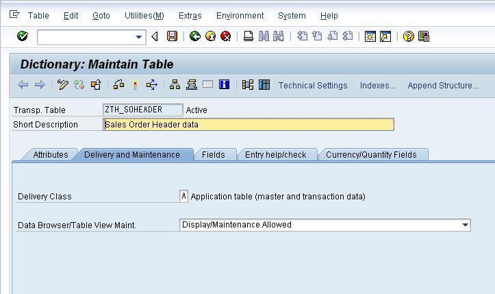 enable table maintenance from the Delivery and Maintenance tab.