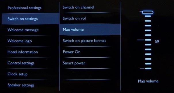 [Maximum volume] This option specifies the maximum allowable volume level of the TV.