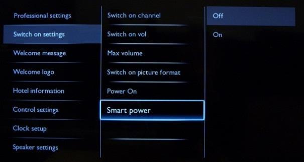 [Standby]: When set, the TV will always turn to standby (status as defined in Low power standby option) after