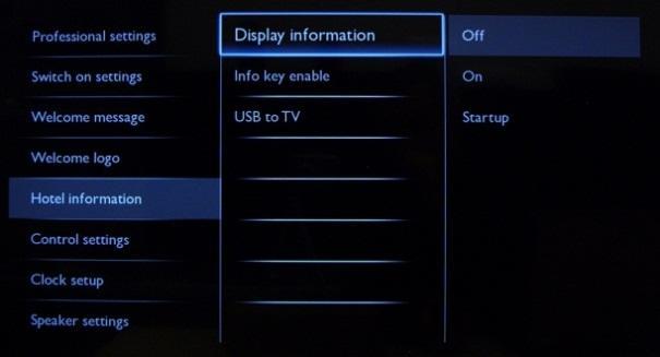 [On]: When set to On, the TV will show the Welcome Logo at start-up.