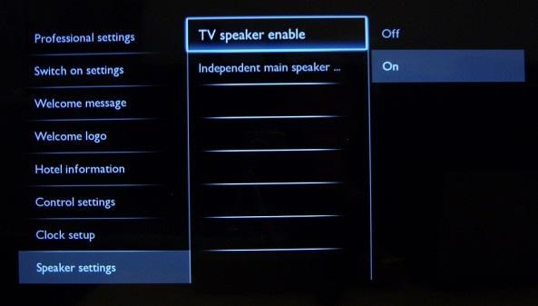 [TV speaker enable] [Off]: Disables the TV Main speakers.