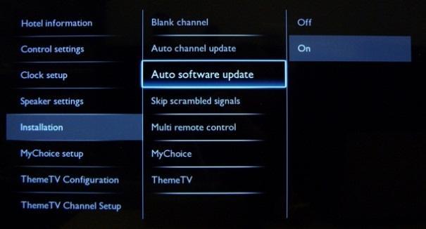 [Auto channel update] [ON]: Enables automatic channel update.