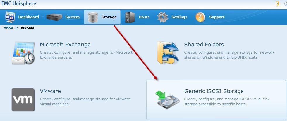 Chapter 4: Solution Implementation Creating the iscsi virtual disk storage VNXe includes an Exchange wizard for you to provision storage for Exchange 2007 or 2010; however, for Exchange 2013, you
