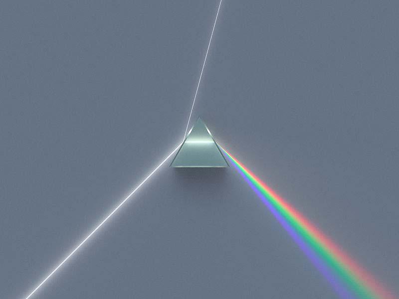 Index n varies with color Quartz glass wavelength n (index of refraction) 300 nm (UV) 1.486 (bent more) 500 nm 1.462 700 nm (deep red) 1.