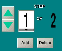 After selecting the (white) Step field, an array of Step number buttons will appear. Pressing any one of these buttons will change the Step number to that value.