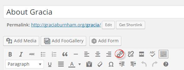 This is the actual editor where your main content goes. The toolbar at the top gives you some tools to add formatting like bold or italicized text, headings or lists to your page.