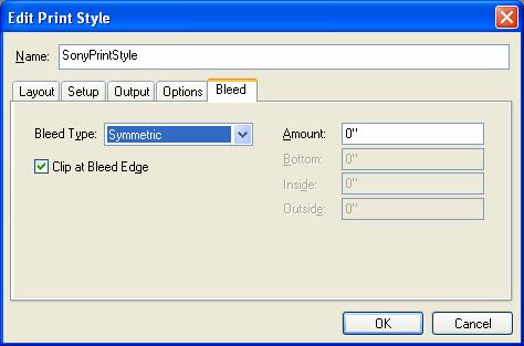 Bleed Click OK, and in the next dialog, click Save. You will now have your new Print Style saved in the Print Style menu for future use. 8.