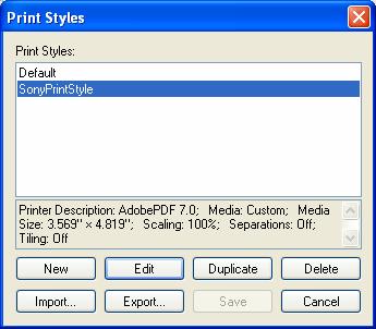 Click the Properties button to the right of the Printer menu in order to select the proper PDF settings. In the Default settings menu, select Sony Settings.