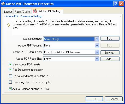 10. From the same Adobe PDF Settings tab, click the Add button next to the Adobe PDF Page Size