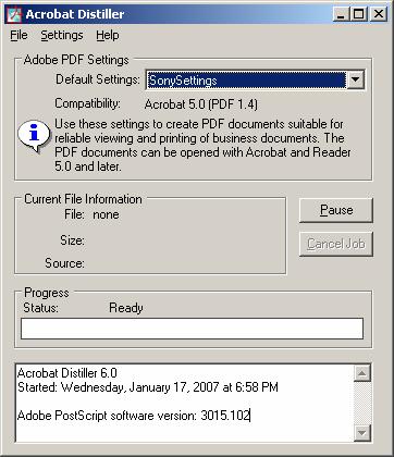 Using Adobe Acrobat Distiller to load Sony Reader-optimized PDF settings as a preset within your applications Acrobat Distiller is the rendering engine used within the Acrobat suite to generate PDFs