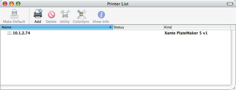 choices. Printer List window.