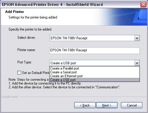 Optionally you can give a name to the printer other than the one that is there by default (e.g. Bar Receipt). 8.