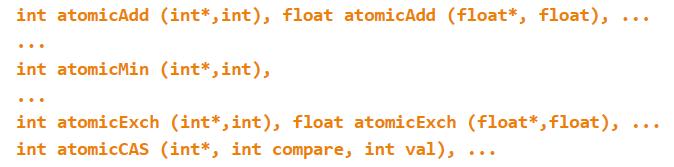 Atomic Memory Operations Cuda provides a set of instructions which execute atomically with respect to each other Allow non-read-only access to variables shared