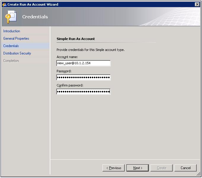 The Create Run as Account Wizard dialog box (Credentials step) displays: 20.
